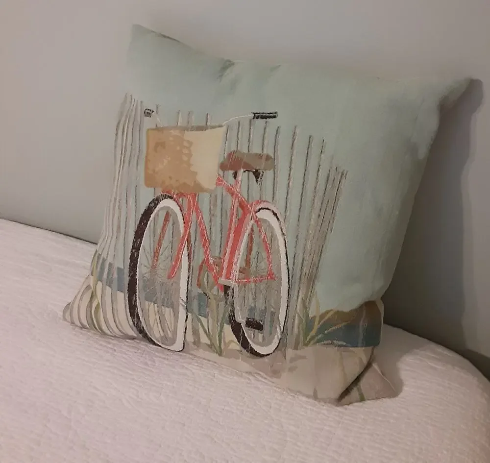 Nantucket Bicycle Pillow Textured Calming Colors